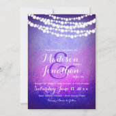 紫グラデーションの妖ぶら下がった精の光結婚の光 招待状 (正面)