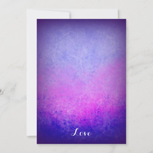 紫グラデーションの妖ぶら下がった精の光結婚の光 招待状 (裏面)