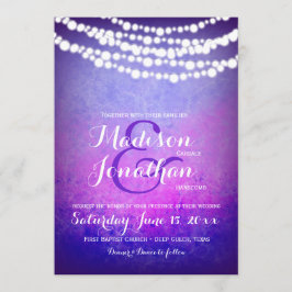 紫グラデーションの妖ぶら下がった精の光結婚の光 招待状