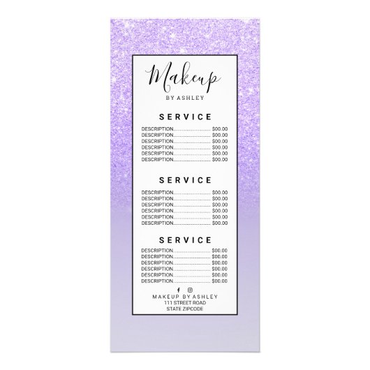 紫グラデーショングリッター薄紫パステル色ブロック ラックカード (正面)