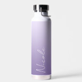 紫グラデーション手書きスクリプトパーソナライズされた ウォーターボトル (左面)