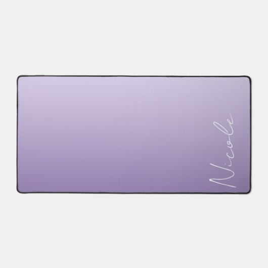 紫グラデーション手書きスクリプトパーソナライズされた デスクマット (正面)