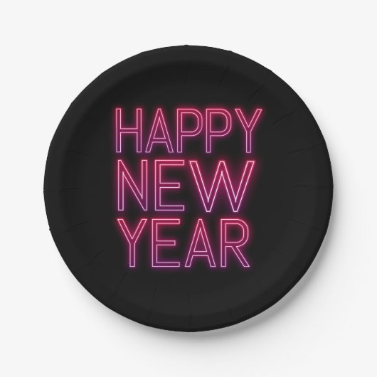 紫グラデーション新年紙プレート ペーパープレート (正面)