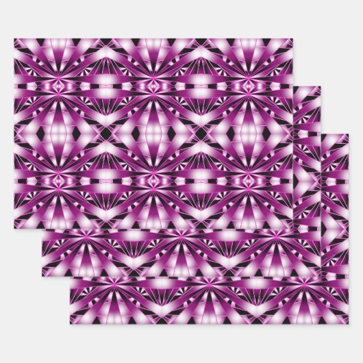 紫グラデーション透視投影カラー塗り潰しスケッチ ラッピングペーパーシート (セット)