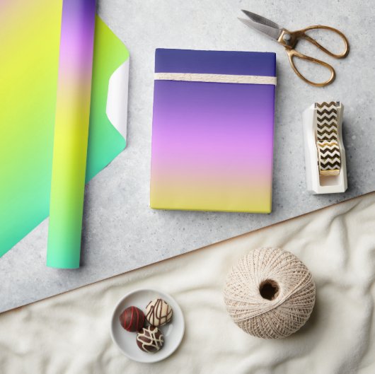 紫グラデーション黄色の緑の春夏のカラーリング ラッピングペーパー (クラフト)