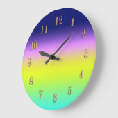 紫グラデーション黄色の緑の春夏のカラーリング ラージ壁時計 (傾斜)