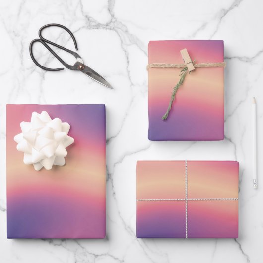 紫グラデーション黄色ピンク柄ギフト ラッピングペーパーシート (正面)