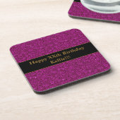 紫グリッターとメッセージ誕生日 コースター (左側)