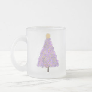 紫グリッターのクリスマスツリー フロストグラスマグカップ