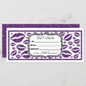 紫グリッターカスタム唇ギフト証明書 (正面/裏面)