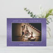紫グリッタークリスマスフォトカード シーズンカード (スタンド正面)