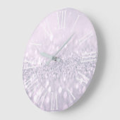 紫グリッターグレーメタリックシルバーローマ数字 ラージ壁時計 (傾斜)