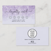 紫グリッターサロンスパロイヤリティカードとロゴ 名刺 (正面/裏面)