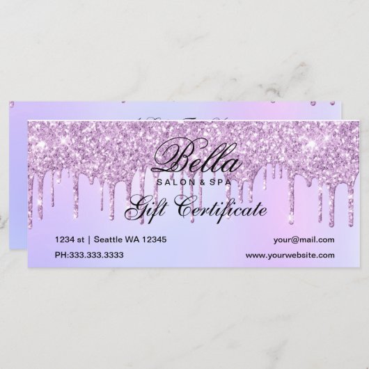 紫グリッタードリップサロン及びスパギフト券 (正面/裏面)