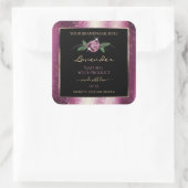 紫グリッターブラック製品ラベルバラ花 スクエアシール (バッグ)