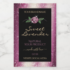 紫グリッターブラック製品ラベルバラ花 フードラベル