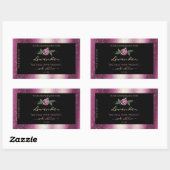 紫グリッターブラック製品ラベルバラ花 長方形シール (シート)