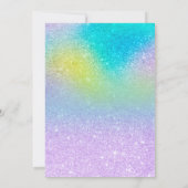 紫グリッターユニコーングラデーションのスクリプト赤ちゃんシャワー 招待状 (裏面)