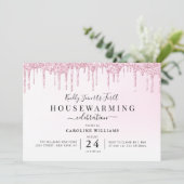 紫グリッター引っ越し祝いパーティーパーティの招待状 招待状 (スタンド正面)