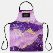 紫グリッター美容師サロンモノグラムエプロン エプロン (正面)