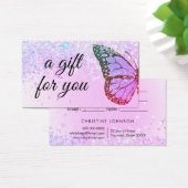 紫グリッター蝶デザインギフトカード (デスク)