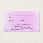 紫グリッター蝶デザインギフトカード (裏面)