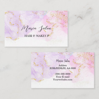 紫グリッター金ゴールド水彩名刺 名刺