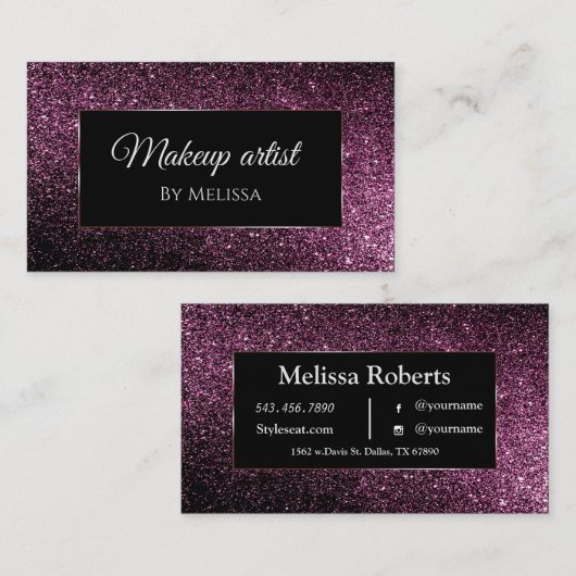 紫グリッター 名刺 (正面/裏面)