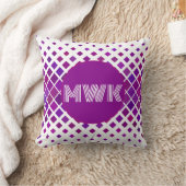 紫グリッドグラフィックモダンモノグラムの濃淡 クッション (ブランケット)