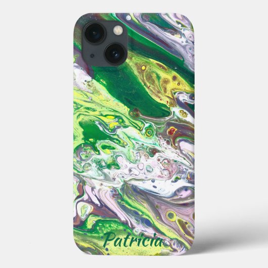 紫グリーンイエローホワイト抽象芸術 Case-Mate iPhoneケース (裏面)