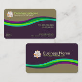 紫グリーンリボン名刺 名刺 (正面/裏面)