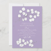 紫グレーシルバーの緑のユーカリ結婚プス 招待状 (正面)