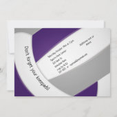 紫グレーバレーボールの女の子の男の子の誕生日パーティー 招待状 (裏面)