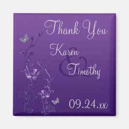 紫グレーフローラ蝶結婚式の引き出物磁石 マグネット