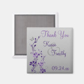 紫グレーフローラ蝶結婚式の引き出物磁石 マグネット (正面/裏面)