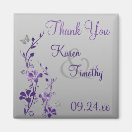 紫グレーフローラ蝶結婚式の引き出物磁石 マグネット