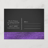 紫グレーモダングラムシークンの保存日付 案内ポストカード (裏面)