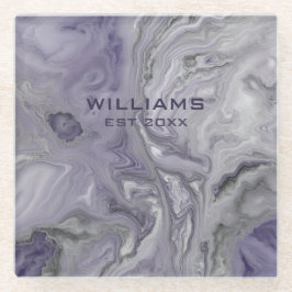紫グレー大理石テクスチャパーソナライズされた ガラスコースター