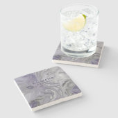 紫グレー大理石テクスチャパーソナライズされた ストーンコースター (横)