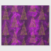 紫コンテンポラリーの金ゴールドクリスマスツリー ラッピングペーパー (フラット)