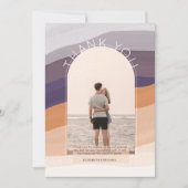 紫コンテンポラリーオレンジストライプの写真ありがとう サンキューカード (正面)