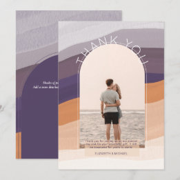 紫コンテンポラリーオレンジストライプの写真ありがとう サンキューカード