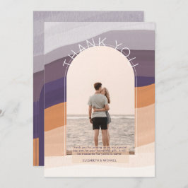 紫コンテンポラリーオレンジストライプの写真ありがとう サンキューカード