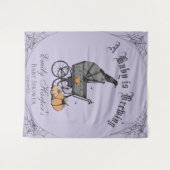 紫ゴシックベビーがブルーイング赤ちゃんシャワー背景 タペストリー (正面(横))