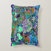 紫サイケデリックとライムグリーンガーデンの花 アクセントクッション (裏面(縦))