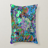 紫サイケデリックとライムグリーンガーデンの花 アクセントクッション (正面(垂直))