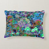 紫サイケデリックとライムグリーンガーデンの花 アクセントクッション (裏面)
