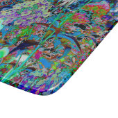 紫サイケデリックとライムグリーンガーデンの花 カッティングボード (角)