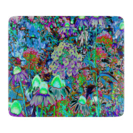 紫サイケデリックとライムグリーンガーデンの花 カッティングボード