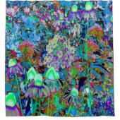 紫サイケデリックとライムグリーンガーデンの花 シャワーカーテン (正面)